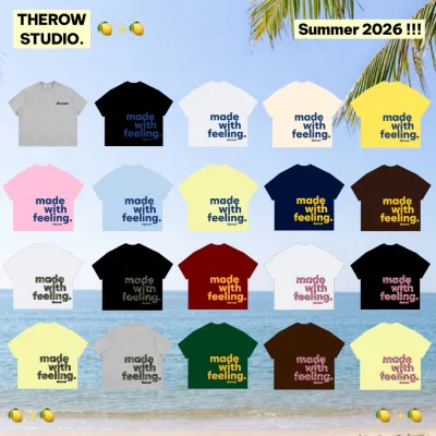TR5 THEROW Áo Thun Boxy Local Brand Tay Ngắn Cotton 250gsm " MADE WITH FEELING " Áo Phông Forrm Rộng Unisex Nam