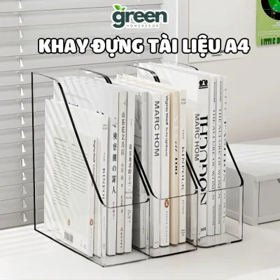 Khay đựng tài liệu A4 trong suốt để bàn, Kệ đựng sách vở gọn gàng bằng nhựa Acrylic cứng cáp