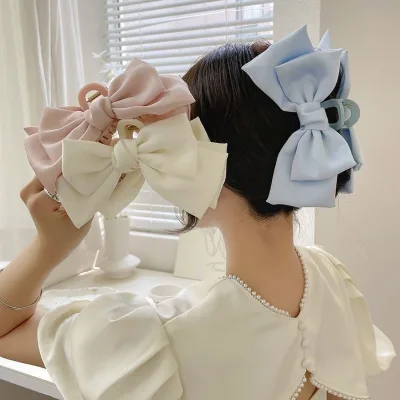 Vintage Satin Nơ Lớn Kẹp Tóc Nữ Mới Lấy Kẹp Tóc Ngọt Ngào Kẹp Tóc Phụ Kiện Tóc