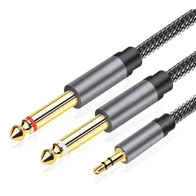 Cáp âm thanh 3,5 mm sang kép 6,35mm Bộ chia âm thanh nổi Aux Y cho điện thoại Máy tính xách tay Máy tính bảng MP3 sang loa Máy trộn máy tính