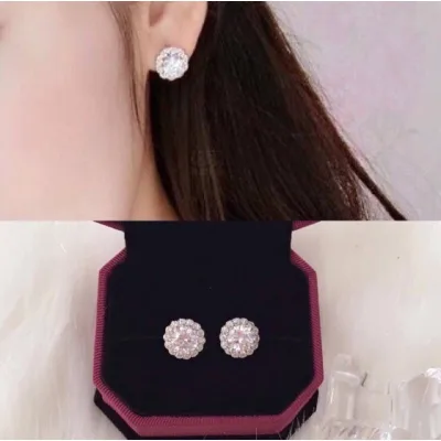 Bông tai nữ hột xoàn gắn đá cz nhân tạo siêu sáng KAMI trang sức sỉ B1T2