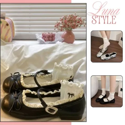 Giày Búp Bê Mary Jane, Giày Nữ Tiểu Thư Lolita Phối Ren Xinh Xắn 2 Màu Đen Bạc || N63
