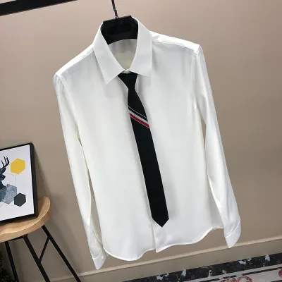 Áo Sơ Mi Trắng Nam Dài Tay Công Sở Cao Cấp Trang Phục Trang Trọng Áo Sơ Mi Đen Hợp Thời Trang Phiên Bản Hàn Quốc Hợp Thời Trang Đẹp Trai Nam Đáy Áo Sơ Mi
