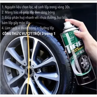 Chai Xịt Bóng Lốp Làm Mới Lốp Vệ Sinh Bảo Dưỡng, Chống Nứt Bánh Xe Cao Su Ô tô, Xe Máy