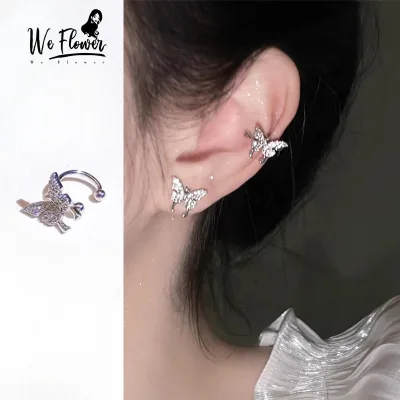 WeFlower 1 Không Xuyên s925 Bạc Pha Lê Dễ Thương Bướm Kẹp Bông Tai Cho Nữ Cô Gái Thời Trang Kẹp Tai Trang Sức