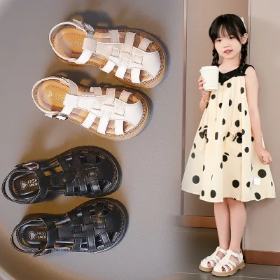 Sandal dọ đế cao da mềm cho bé gái đi học, đi chơi (form to)