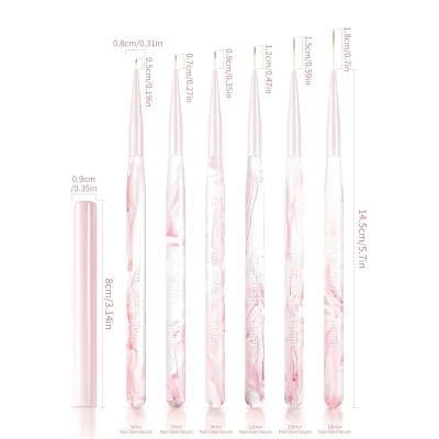 5 / 7 / 9 / 12 / 15 / 18mm Trong Suốt Màu Hồng Móng Tay Lót Bàn Chải Móng Tay Keo Quang Trị Liệu Bút UV Gel Bàn Chải Móng Tay Nghệ Thuật Dụng Cụ