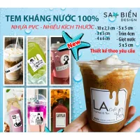 In tem dán Sao Biển. Combo 50 tem nhãn dán KHÁNG NƯỚC 100% - Tem nhựa dán ly/ chai cafe, trà sữa...