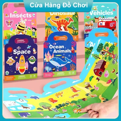 Trẻ Em Sách Dán Di Động Diy Đồ Chơi Xếp Hình Có Thể Tái Sử Dụng Chống Thấm Nước Miếng Dán Đồ Chơi Giáo Dục