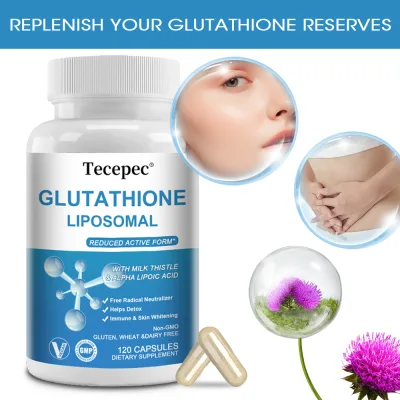 Tecepec Liposome Glutathione 1000 Mg Food Supplement Contains Milk Thistle, Alpha-Lipoic Acid, Vitamin C and Zinc, Which Has the Effect of Whitening, Strong Antioxidant, Anti-Aging, Detoxifying and Enhancing Immunity.