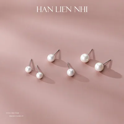 Bông tai nữ chuôi mạ Bạc 925 đính ngọc trai nhân tạo sang trọng phụ kiện trang sức