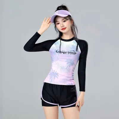 Đồ Bơi Cho Bé Gái, Bộ Bơi Mẹ Và Bé Habi Fashion HB2406 Họa Tiết California Chất Liệu Co Giãn Cho Bé Từ 18-66kg