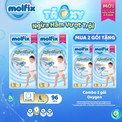 Tã/bỉm quần Molfix Oxy Super Jumbo giúp Ngừa Hăm Tã đủ các size