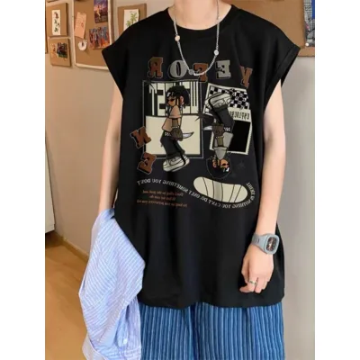 áo ba lỗ nam áo thể thao nam Áo phông nam không tay áo không tay rộng rãi thương hiệu thời trang cổ tròn thời trang mùa hè cho nam giới thể thao thể dục bóng rổ cắt tay áo vest 12