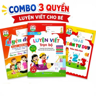 Combo 3 Quyển Luyện Viết Luyện Đọc Toán Tư Duy Cho Bé Chuẩn Bị Vào Lớp 1 Tiền Tiểu Học