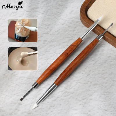 Monja Nâng Cấp Hai Đầu Silicone 3D Móng Tay Nghệ Thuật Khắc Hoa Bút Có Thể Điều Chỉnh Gel Dính UV Gel Dập Nổi Bút Trộn Bút DIY Dụng Cụ Làm Móng Tay
