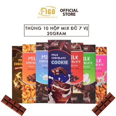 Kẹo socola Hạnh nhân, Hạt điều, Dừa, bánh cookie 20g Figo, đồ ăn vặt văn phòng siêu nghiện
