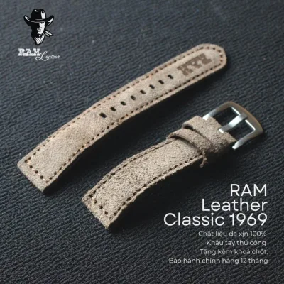Dây Đồng Hồ Handmade RAM Leather Classic 1969 Nam Nữ Da Bò Lộn Vàng Cát Sa Mạc 18mm, 20mm, 22mm, Casio 1200, iwatch AW
