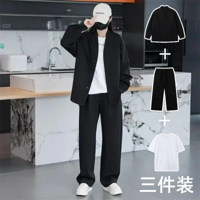 Mùa Xuân Thu Thời Trang Lười Phong Cách Phù Hợp Với Nam Nữ Áo Cardigan Hợp Thời Trang Rời Áo Khoác Size Lớn Thời Trang Ba Mảnh Phù Hợp Với Hợp Thời Trang