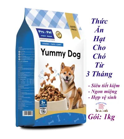 Thức ăn hạt cho Chó Pro-Pet Yummy Dog Gói 1kg Dinh dưỡng đầy đủ Siêu tiết kiệm Hợp vệ sinh Ngon miệng Sản xuất tại VN