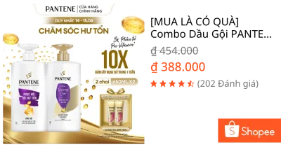 [MUA LÀ CÓ QUÀ] Combo Dầu Gội PANTENE Phục Hồi Hư Tổn Chai 650ML + Dầu Xả PANTENE Phục Hồi Hư Tổn Chai 650ML
