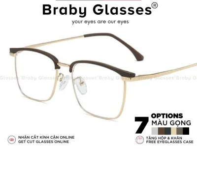 Gọng kính cận gọng vuông kiểu dáng basic thời trang nam nữ Braby Glasses chất liệu thép chống gỉ mảnh siêu bền (MK113)