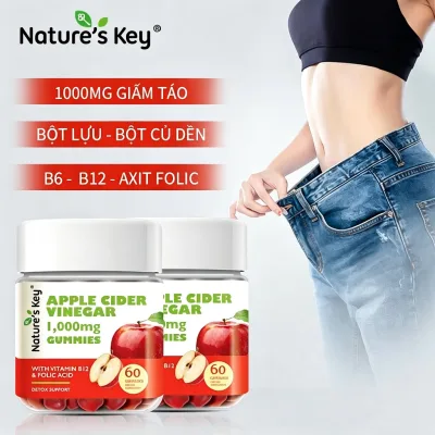 NATURE'S KEY Viên Kẹo Dẻo Giấm Táo Mỗi 2 viên chứa 1000mg giấm táo