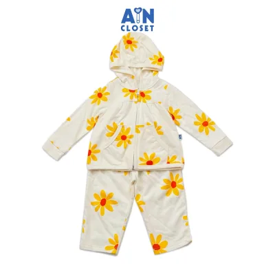 Bộ quần áo Dài có nón bé gái họa tiết Hoa Dã Quỳ Vàng thun da cá - AICDBGMW2OHU - AIN Closet