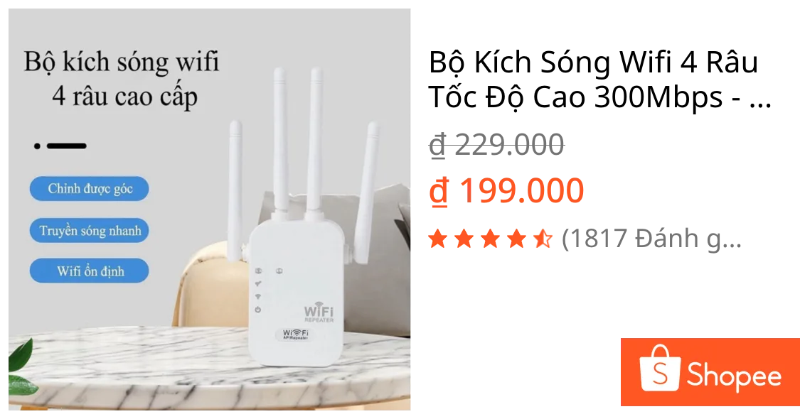 Bộ Kích Sóng Wifi 4 Râu Tốc Độ Cao 300Mbps - Bộ Kích Sóng Wifi Xuyên Tường Cải Thiện Tốc Độ Mạng HOT