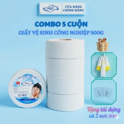 Combo 5 cuộn - [Tặng Túi] - GIẤY VỆ SINH CUỘN LỚN 500GR DOLA - 3 lớp, mềm mịn tan nhanh trong nước - dùng cho gia đình