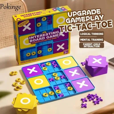 POKINGE Tic Tac Toe Board Game, Trò chơi trên bàn xếp hình Montessori Montessori sáng tạo, Trò chơi trên bàn ngộ nghĩnh Tương tác giữa cha mẹ và con cái Trò chơi XO chín vuông di động Trò chơi tiệc tùng