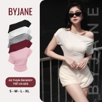 Áo Thun Nữ Trễ Vai Tay Ngắn Cotton Co Giãn Mềm Mịn Tôn Dáng Gợi Cảm BYJANE (từ 39–62kg) – 623