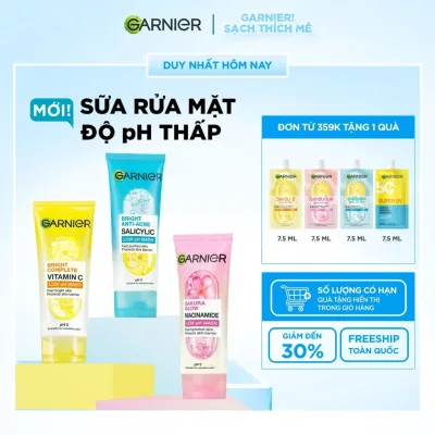 MỚI! Sữa rửa mặt dạng Gel độ PH 5 cân bằng cho mọi loại da - Garnier Low PH Gel Wash 100ml