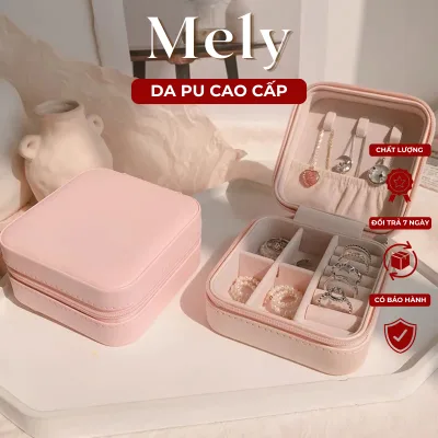 Hộp đựng trang sức phụ kiện du lịch hình vuông nhiều ngăn tiện dụng, hộp nữ trang bọc da sang trọng