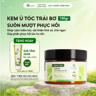 Kem ủ tóc Keratin phục hồi tóc mềm mượt thiên nhiên cải thiện khô xơ chẻ ngọn Trái Bơ Cỏ Mềm 100g
