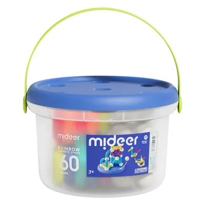 Mideer Rainbow Magnetic Building Sticks 60-Piece Magnetic Stick Toy for Children