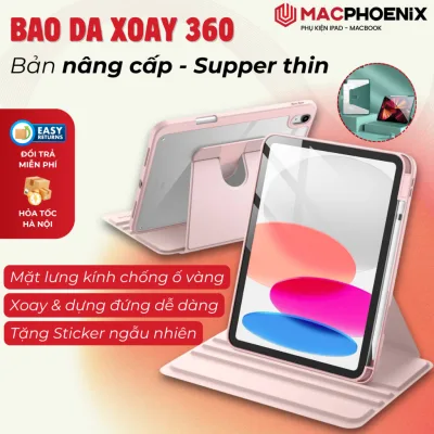 Bao Da iPad Xoay 360 độ Hybrid Slim Pro/Air/Gen 10 11 A16 đủ dòng Có Khe Sạc Bút P07