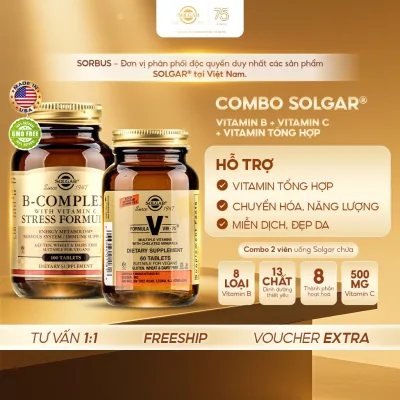 Combo Solgar Vitamin Tổng Hợp Vitamin B, Vitamin C, Vitamin D,... và khoáng chất - VM-75 + B-Complex