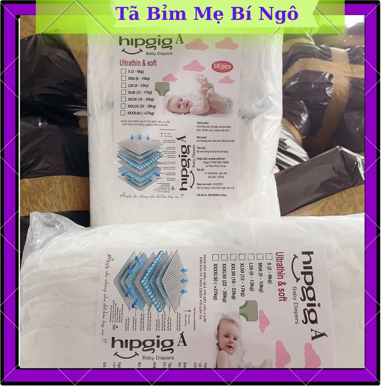 Tã bỉm quần hipgig / hipbabycare 150 miếng, hàng xuất Nhật, bỉm mềm, mỏng, thấm hút tốt, mẫu mã đa dạng, bao lỗ và đủ số lượng - hàng chính hãng.