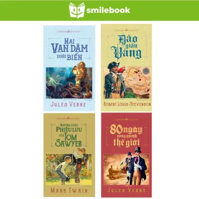 Sách: Hai Vạn Dặm + Đảo Giấu Vàng + Phiêu Lưu Của Tom Sawyer + 80 Ngày Vòng Quanh Thế Giới