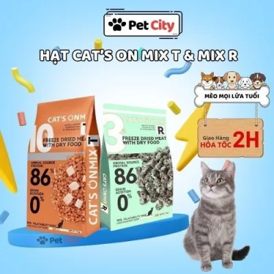Thức ăn hạt CATON mix T, mix R có thịt sấy cho mèo, thức ăn hạt cho mèo mọi lứa tuổi không có ngũ cốc