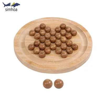Simhoa Gỗ Peg Solitaire Board Game Trang Trí Phòng Khách Brain Teaser Xếp Hình Và 33 Bi Cờ Vua Cổ Điển Cho Trẻ Em Thanh Thiếu Niên