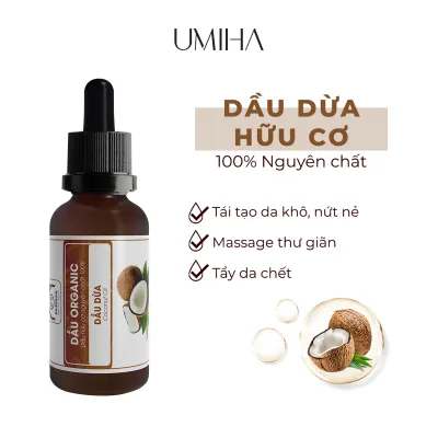 Dầu Dừa nguyên chất UMIHOME ép lạnh tinh khiết 30ml chăm sóc tóc, dưỡng da và môi