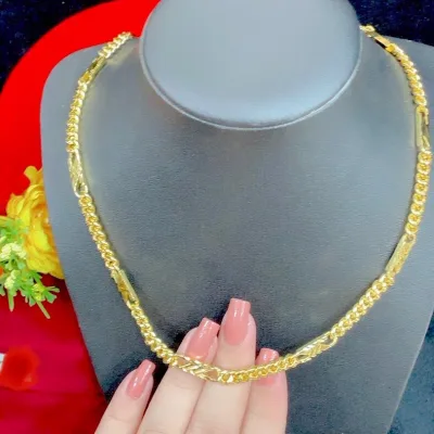 24K Gold-Plated N-Shaped Necklace for Men and Women