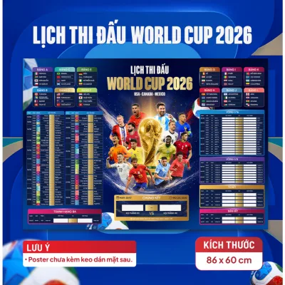Lịch World Cup 2026 Poster Treo Tường - In Hình Cầu Thủ