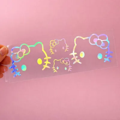 Nhãn dán mèo Kt, Nhãn dán Laser hoạt hình dễ thương, Thích hợp cho máy tính xách tay, mũ bảo hiểm, xe máy, ô tô, v.v. Đồ trang trí