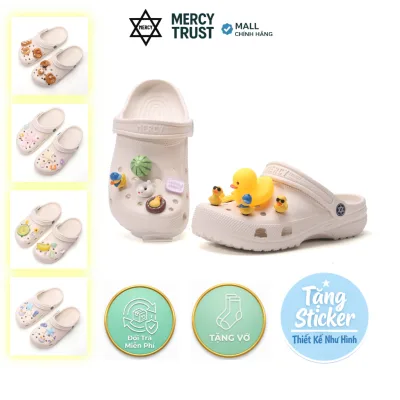 MC24 NO BOX - [TẶNG Sticker Chủ Đề+Vớ] DÉP MERCY TRUST BASIC Nam Nữ Cao 3cm Chất liệu EVA An toàn Êm Nhẹ Chống trượt