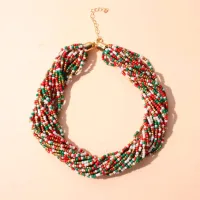 Nhiều Màu Sắc Nhiều Lớp Hạt Gạo Vòng Đeo Cổ Cho Nữ Vintage Bohemia Thời Trang Kỳ Nghỉ Hè Bãi Biển Charm Món Quà Trang Sức