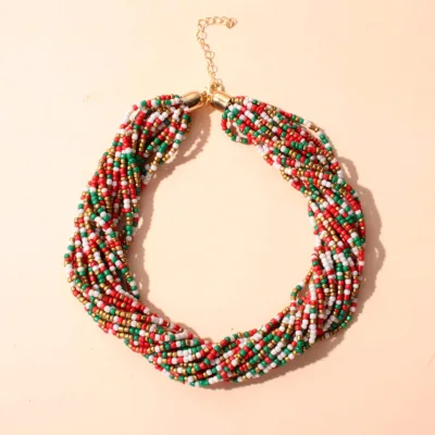 Nhiều Màu Sắc Nhiều Lớp Hạt Gạo Vòng Đeo Cổ Cho Nữ Vintage Bohemia Thời Trang Kỳ Nghỉ Hè Bãi Biển Charm Món Quà Trang Sức