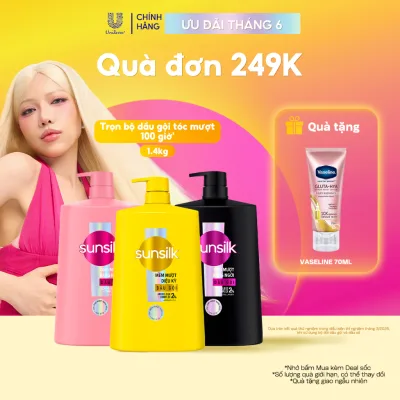 Dầu gội Sunsilk cho tóc Mượt100h(Bóng mướt-LuminousUV/Đen óng-GlossyBlack/Mềm mượt-SilkySmooth)1.4kg(bao bì tùy lô nhập)
